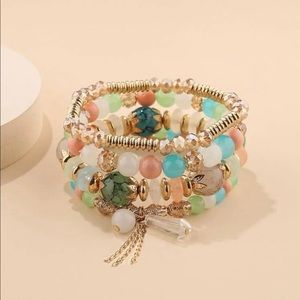 Crystal Beaded 4 Piece Bracelet Set